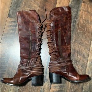 Freebird Coal over the calf lace up boot